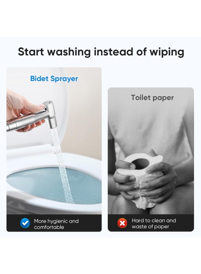 Arofa Handheld Bidet Sprayer for Toilet, Adjustable Water Pressure Control with Stainless Steel Hose – Feminine Wash, Cloth Diaper Cleaning & Baby Wash Toilet Sprayer, Brushed Nickel Finish - Image 3